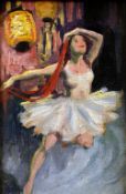 J.V.C. (20th century) Ballet Dancer with Chinese Lantern Oil on board Signed with initials 11 x 17.