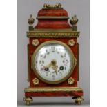 A late 19th/early 20th century French tortoiseshell mantel clock Of stepped domed form,