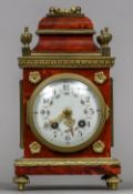 A late 19th/early 20th century French tortoiseshell mantel clock Of stepped domed form,