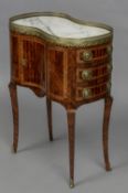 A 19th century French marble topped kidney shaped side table The brass galleried top above three