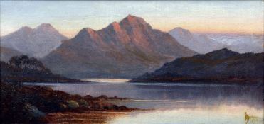 JOHN HENRY BOEL (19th/20th century) British Mountainous Loch Scene Oil on canvas Signed 40 x 19 cm,