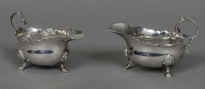 A pair of George V silver sauce boats, hallmarked London 1929,