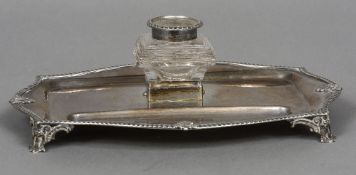 A George V silver desk stand, hallmarked Birmingham 1911,