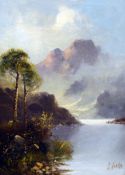 DAVID HICKS (19th/20th century) British Mountainous Loch Scene Oil on canvas Signed 24.5 x 34.