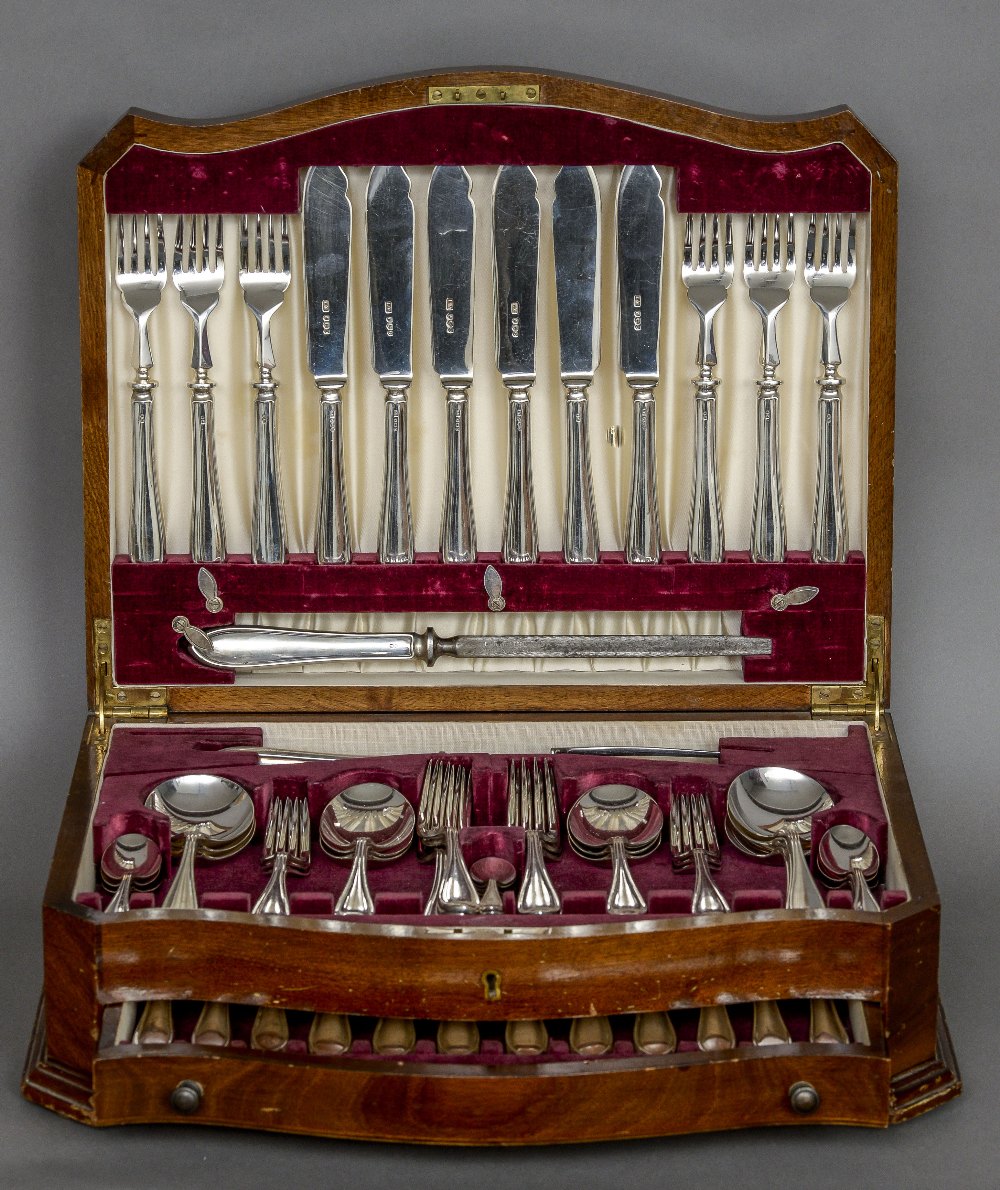 A silver canteen of cutlery, hallmarked Sheffield 1956,