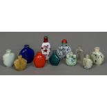 A collection of eleven various Chinese snuff bottles The largest 9.5 cm high.