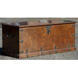 A 19th century Portuguese walnut chest The crossbanded hinged moulded rectangular top above the