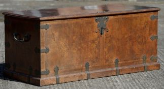 A 19th century Portuguese walnut chest The crossbanded hinged moulded rectangular top above the