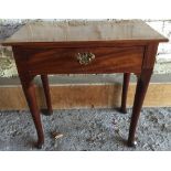 An 18th century mahogany side table The rectangular top above a single drawer,