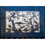 An early 20th century Chinese lacquered eight fold screen Of large proportions,