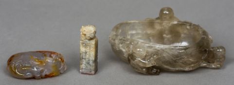 A Chinese clear hardstone or possibly rock crystal brush washer Carved with three young boys;