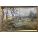 ENGLISH SCHOOL (19th century) Stream in a Rural Landscape Watercolour 44.