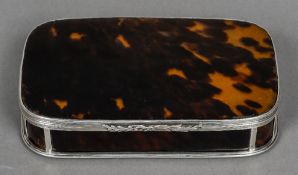 An 18th/19th century Dutch silver mounted tortoiseshell box Of rounded rectangular form,