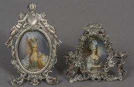 Two miniatures portraits on ivory Each depicting a young lady, indistinctly signed,