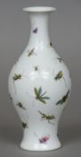 A Chinese porcelain vase Of baluster form, decorated with insects,