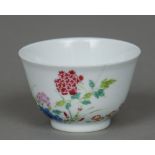 A Chinese famille rose porcelain wine cup Decorated with floral sprays and insects,