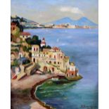 ITALIAN SCHOOL (20th century) Bay of Naples Oil on board Indistinctly signed and inscribed 28 x 35