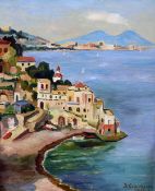 ITALIAN SCHOOL (20th century) Bay of Naples Oil on board Indistinctly signed and inscribed 28 x 35
