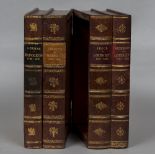 A French leather bound box Formed as a stack of four books with gilt tooling,