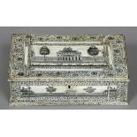 A 19th century ivory Vizagapatam box Of hinged rectangular form,