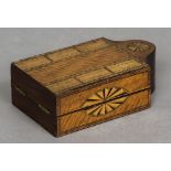 A 19th century Sheraton style inlaid cribbage box Of typical folding form, with inlaid patera.