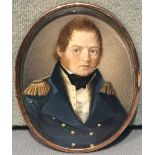 AMERICAN SCHOOL (19th century) Portrait Miniature of a Naval Officer Watercolour on ivory opposing