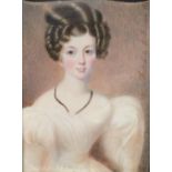 GEORGE FREEMAN (1789-1868) American Portrait Miniature of Miss Gunning Watercolour on ivory Signed,