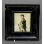 A 19th century miniature on ivory depicting Napoleon Bonaparte In typical pose,