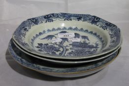 Four 18th/19th century Chinese blue and white plates