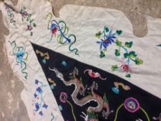 A late 19th century Chinese embroidered silk pennant CONDITION REPORTS: Generally