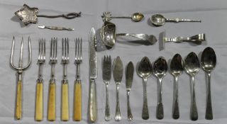 A quantity of silver and plated cutlery