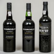 Churchill's Finest Reserve Port, two bottles; together with Fonseca Porto Bin 27, single bottle.