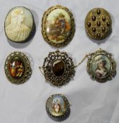 Seven various brooches