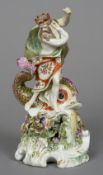An 18th/19th century Derby or Chelsea style porcelain figure of Neptune CONDITION