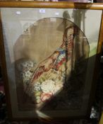 A Victorian needlework picture of a pheasant