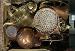 A quantity of various copper and brass ware