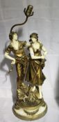 A spelter figural lamp