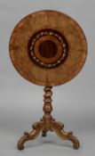 A 19th century Sorrento ware specimen inlaid olive wood topped tilt-top tripod table