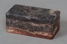 A 19th/20th century Chinese carved soapstone box and cover CONDITION REPORTS: