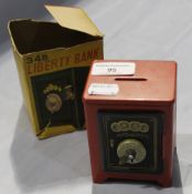 A boxed Liberty money bank