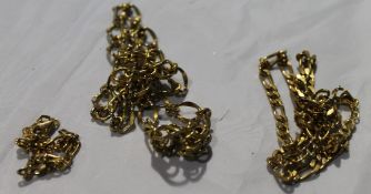 Two gold plated chains and bracelet