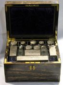A 19th century coromandel silver fitted travelling vanity case