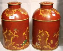 A pair of toleware tea tins