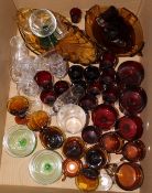 A quantity of various clear and coloured glass ware