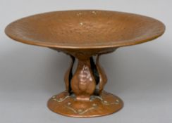An Arts & Crafts hammered copper tazza CONDITION REPORTS: Generally in good