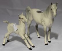 A dapple grey horse and foal