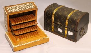 An inlaid music box and another