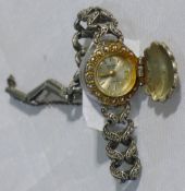 A silver marcasite watch