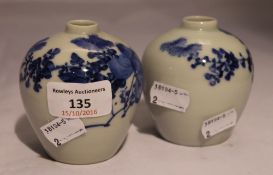 A pair of Japanese blue and white vases