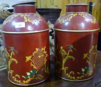 A pair of toleware tea jars